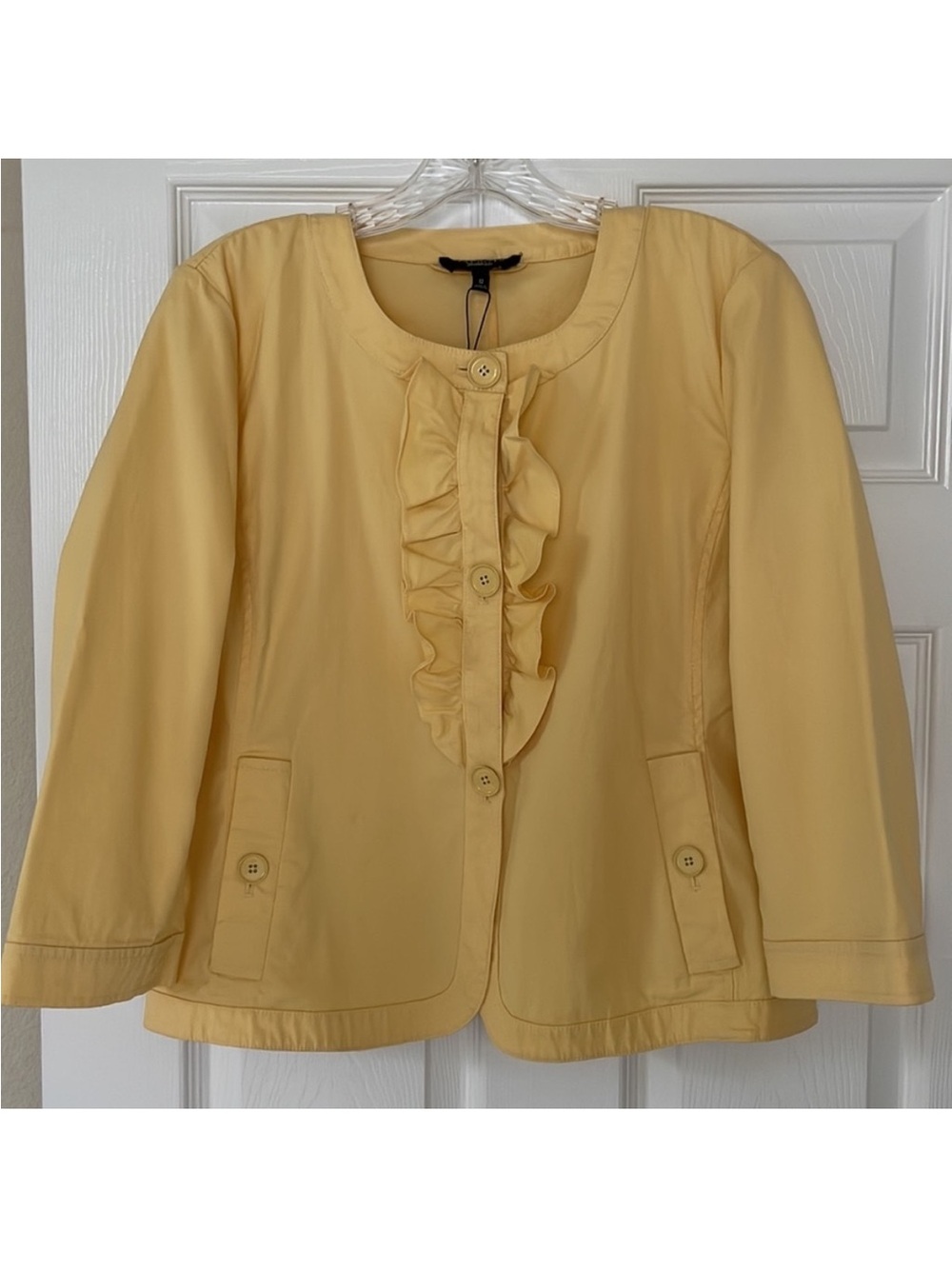 TALBOTS 98% COTTON YELLOW COLOR BLAZER / JACKET WITH RUFFLES